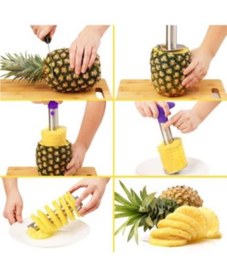 Heavy Duty 2pc Pineapple Corer & Slicer Set – Includes Eye Removal Tool with Reinforced Blade