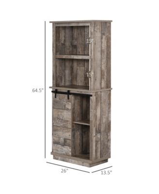 Freesding Rustic Kitchen Pantry Storage Cabinet with Barn Door Design