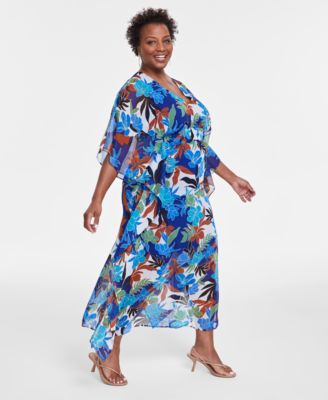 I.N.C. International Concepts - Plus Size Floral-Print Kaftan Dress