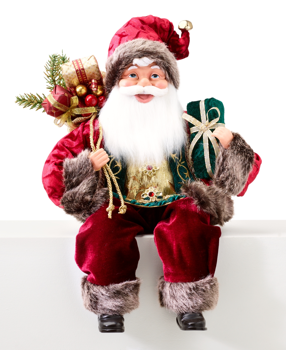 Holiday Lane Burgundy and Gold Santa Figurine, Exclusively at Macy's