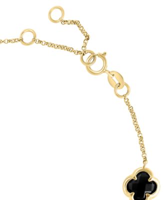 EFFY® Onyx Clover Station Chain Link Bracelet in 14k Gold