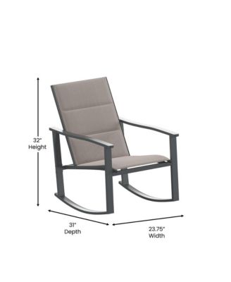 Brevyn 3 Piece Outdoor Bistro Set With Flex Comfort Rocking Chairs And Steel Framed Glass Top Table