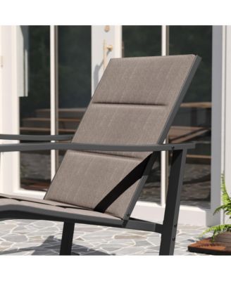 Brevyn 3 Piece Outdoor Bistro Set With Flex Comfort Rocking Chairs And Steel Framed Glass Top Table
