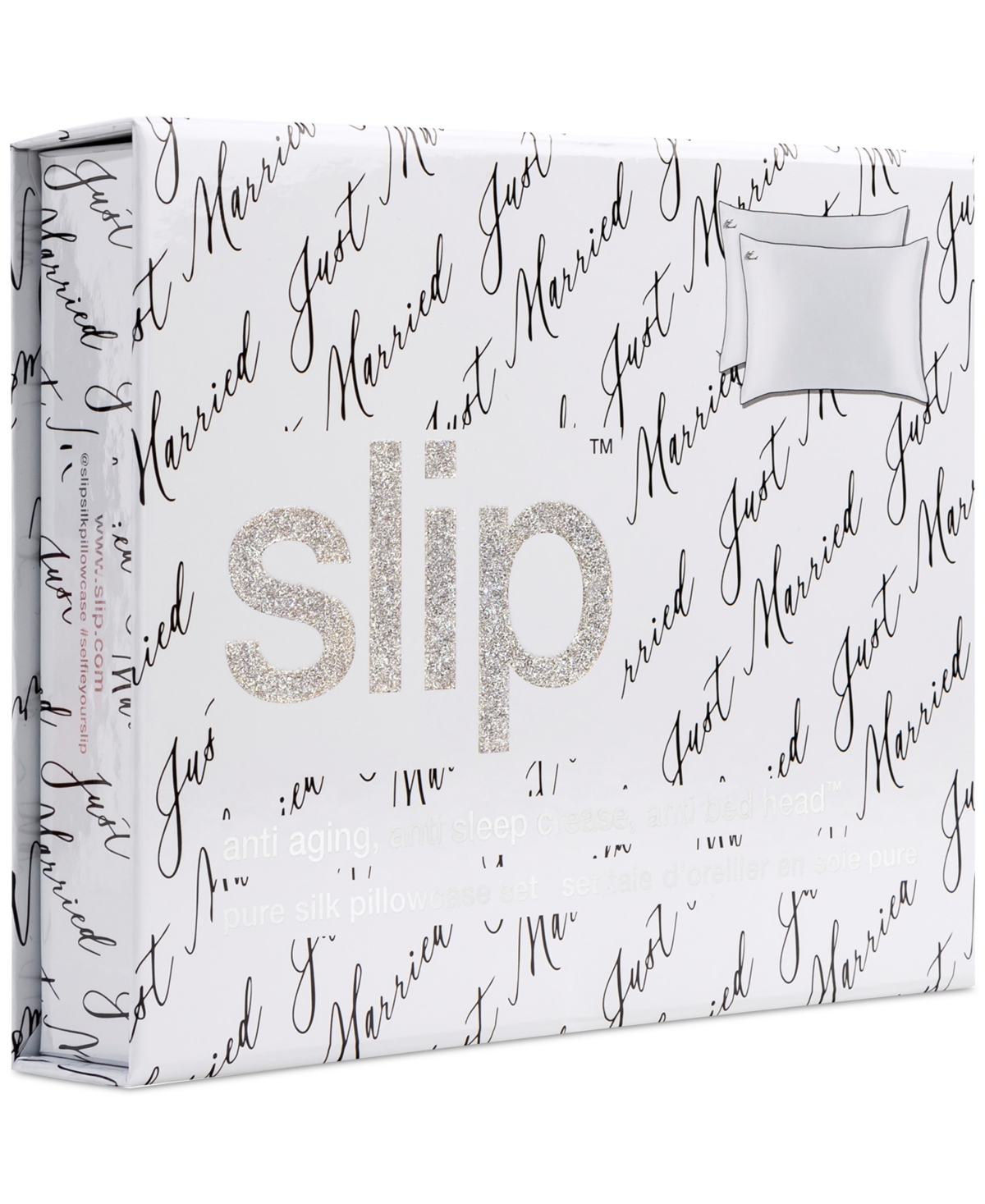Slip 2-pc. Pure Silk "just Married" Queen Pillowcase Set In Just Marri