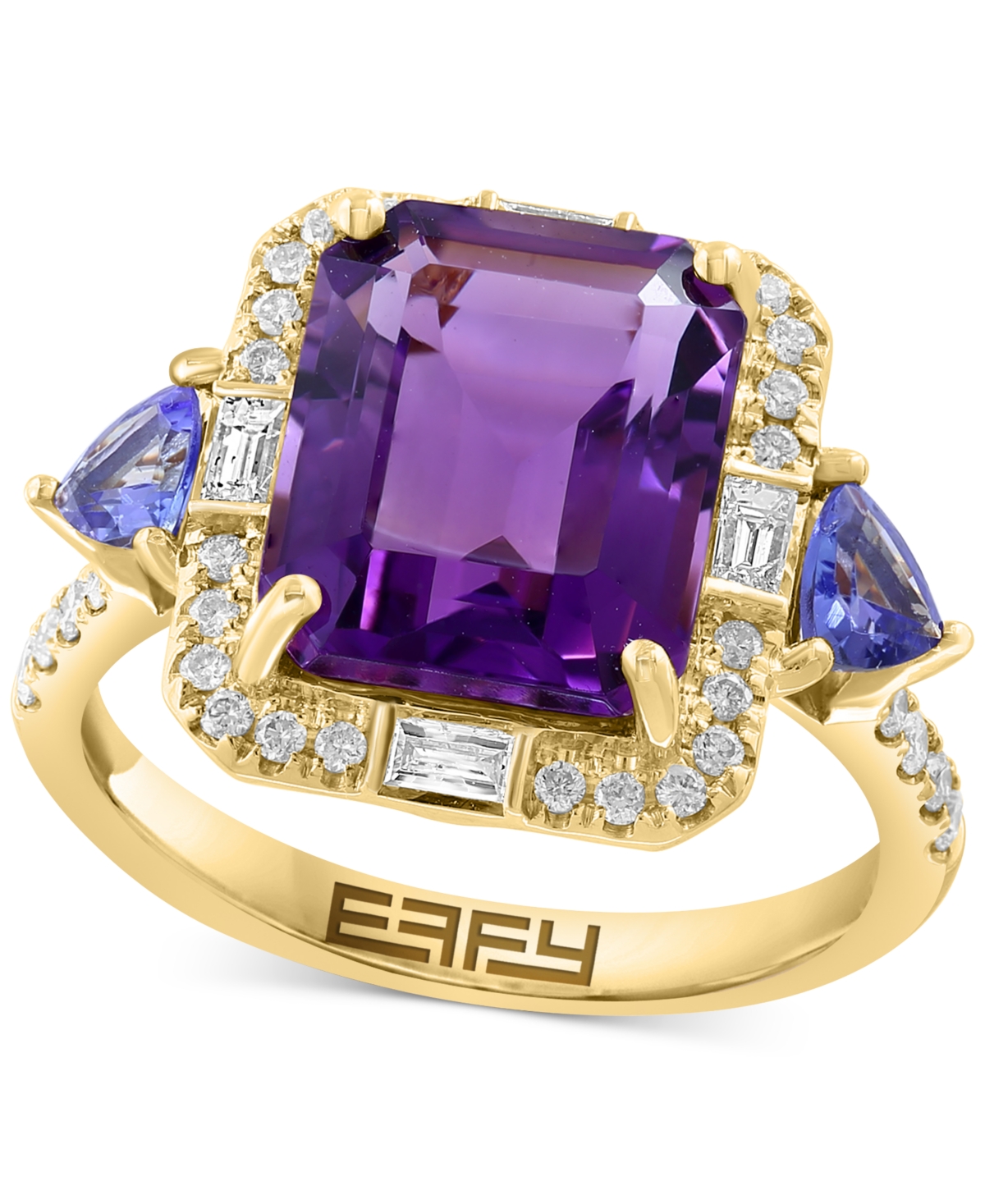 EFFY COLLECTION EFFY AMETHYST (3-7/8 CT. T.W.), TANZANITE (1/2 CT. T.W.) & DIAMOND (3/8 CT. T.W.) STATEMENT RING IN  