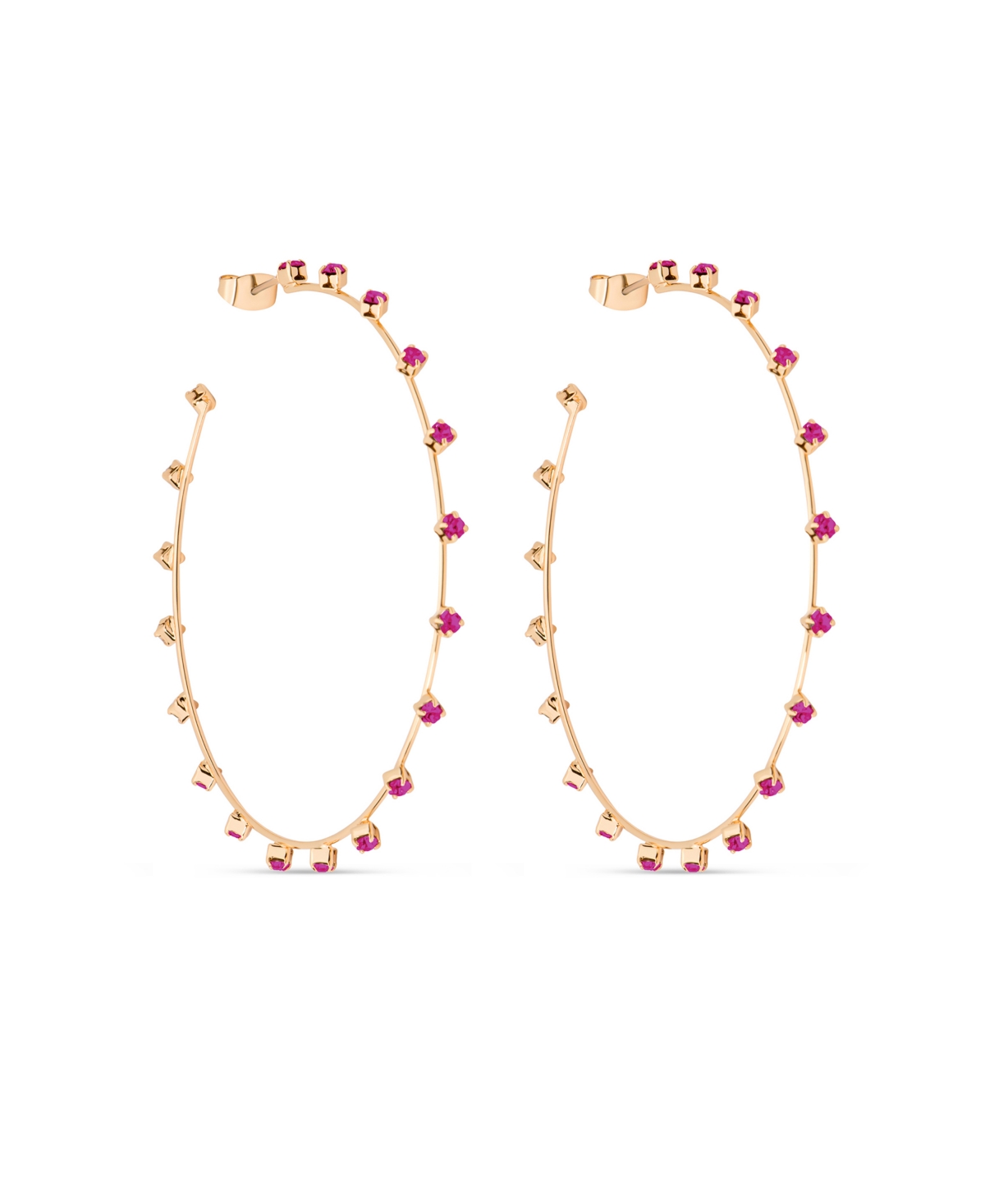 Ettika Simple Spark Crystal Station Hoop Earrings In Fuchsia