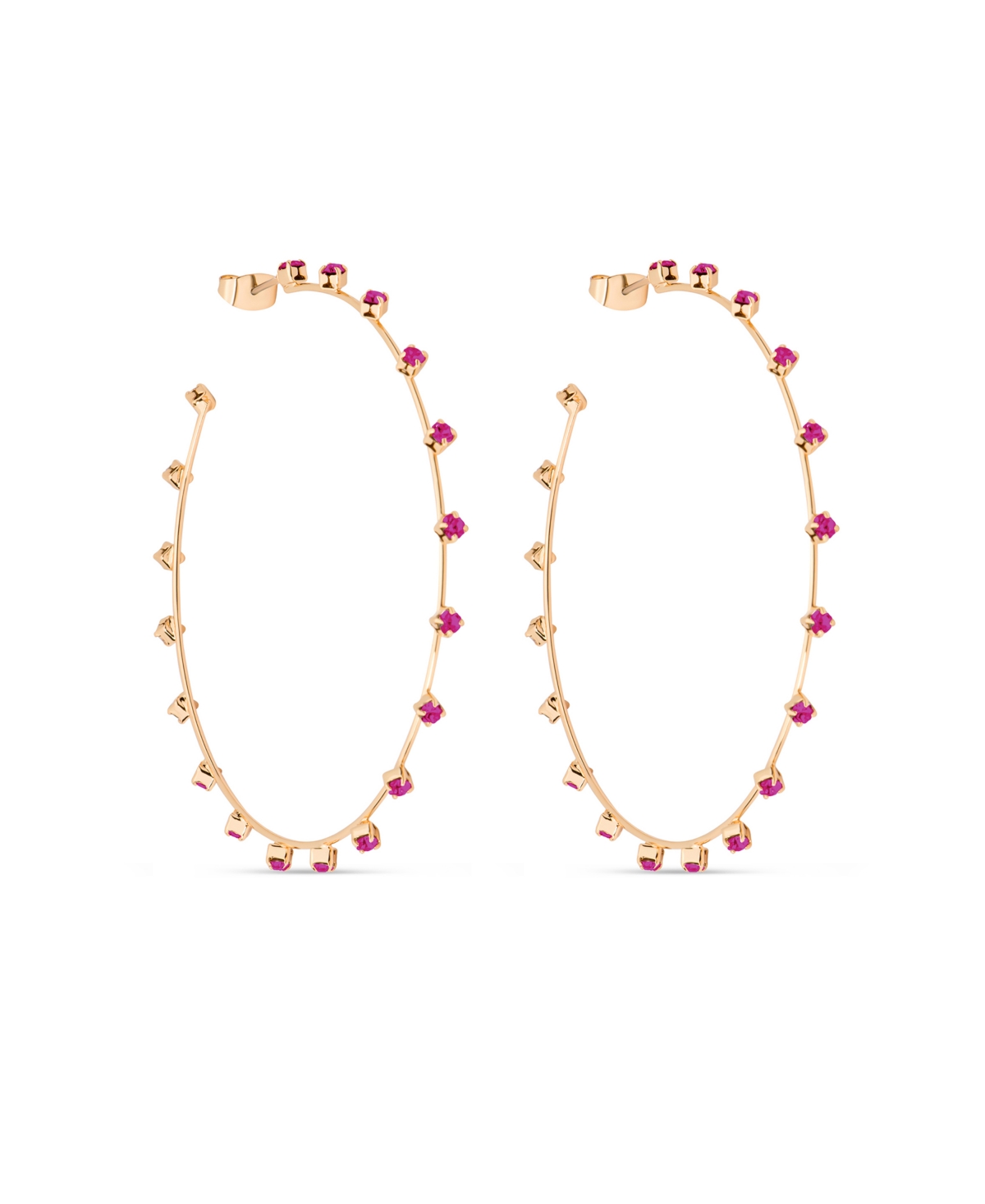 Shop Ettika Simple Spark Crystal 18k Gold Plated Hoops In Fuchsia