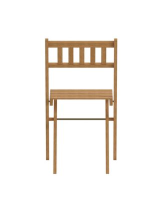 Stora Set Of 2 Solid Acacia Wood Armless Folding Patio Bistro Chairs With Slatted Backs And Seats