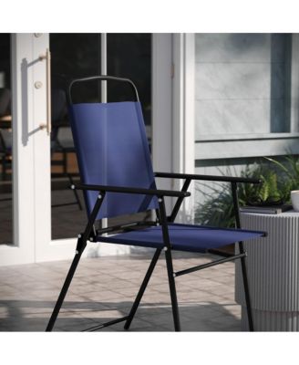 Munroe Set Of 2 Textilene Folding Sling Style Patio Chairs With Armrests