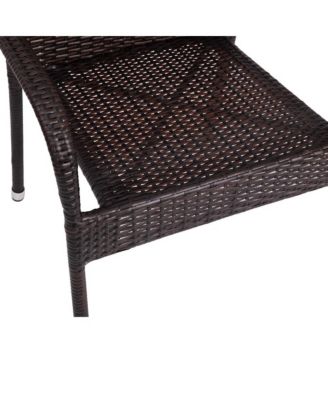 Sala Stacking All-Weather Wicker Wrapped Powder Coated Steel Patio Club Chairs For Indoor And Outdoor Use