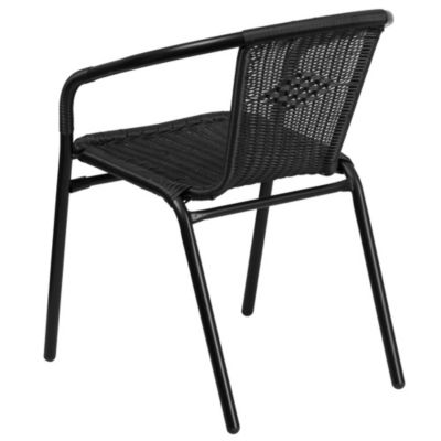 Rattan Indoor-Outdoor Restaurant Stack Chair With Curved Back 2 Pack