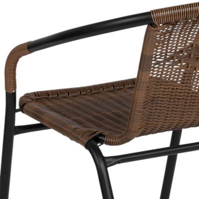 4 Pack Rattan Indoor-Outdoor Restaurant Stack Chair With Curved Back