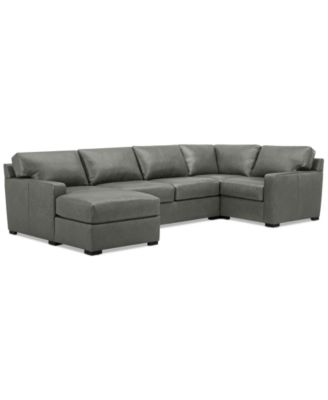 Radley 136" 4-Pc. Leather Square Corner Modular Chaise Sectional