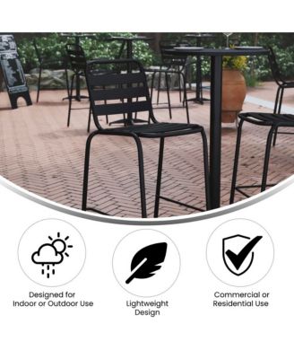 Jens Metal Dining Stool With Triple Slatted Back For Indoor And Outdoor Use