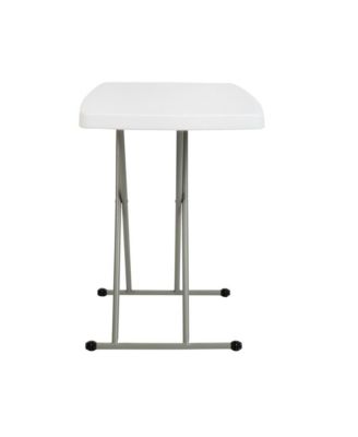 Height Adjustable Plastic Folding Tv Tray/Laptop Table In Granite White