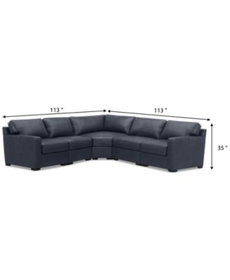 Radley 113" 5-Pc. Leather Wedge L Shape Modular Sectional
