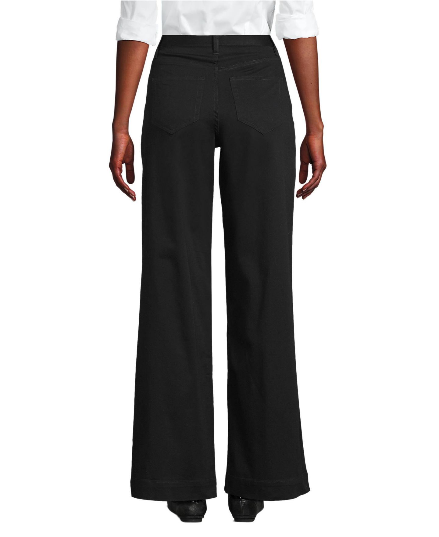 Женские брюки Lands' End High Rise 5 Pocket Wide Leg Chino, цвет: Чёрный — фото 2