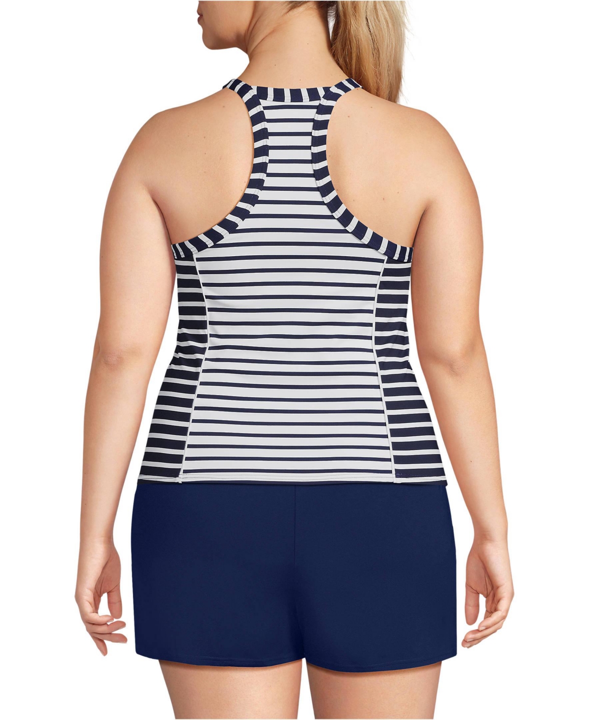 Lands' End Plus Size Chlorine Resistant High Neck Zip Front Racerback Tankini Swimsuit Top