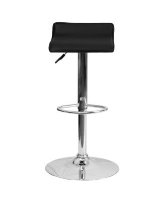 Solid Wave Seat Vinyl Adjustable Height Barstool With Chrome Base