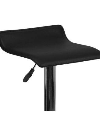 Solid Wave Seat Vinyl Adjustable Height Barstool With Chrome Base