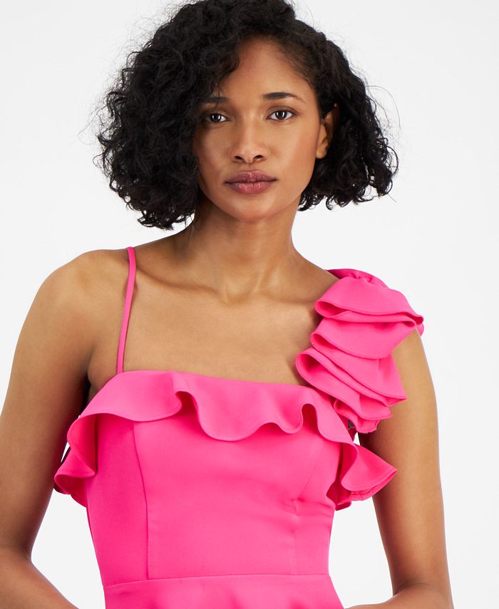 City Studios Juniors' RuffleShoulder Fit & Flare Dress Macy's