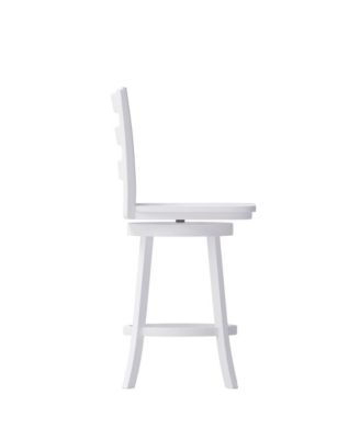 Therus Commercial Grade Classic Wooden Ladderback Swivel Stool With Solid Wood Seat And Footrest