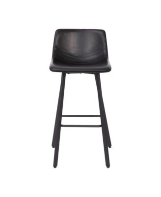 Oretha Set Of 2 Modern Upholstered Stools With Contoured, Low Back Bucket Seats And Iron Frames