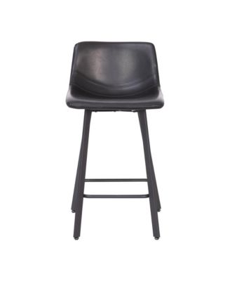 Oretha Set Of 2 Modern Upholstered Stools With Contoured, Low Back Bucket Seats And Iron Frames
