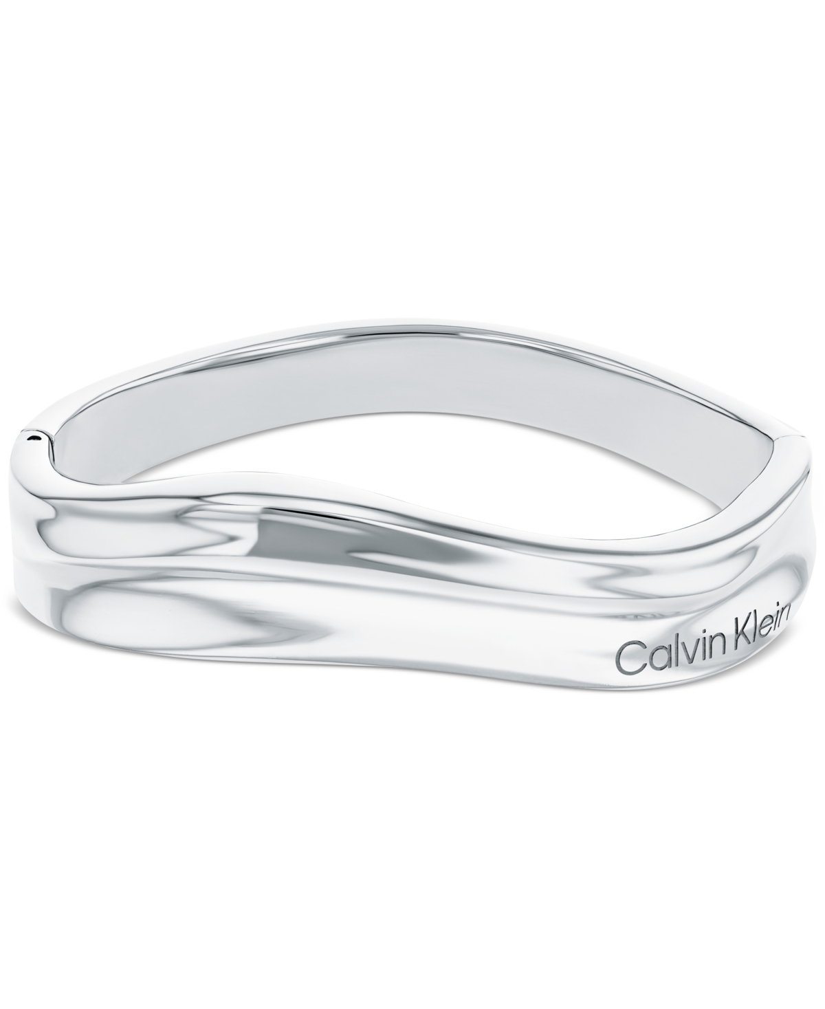 Stainless Steel Logo Structural Bangle Bracelet - Gold