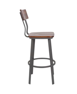 Restaurant Barstool With Wood Seat & Back And Powder Coat Frame
