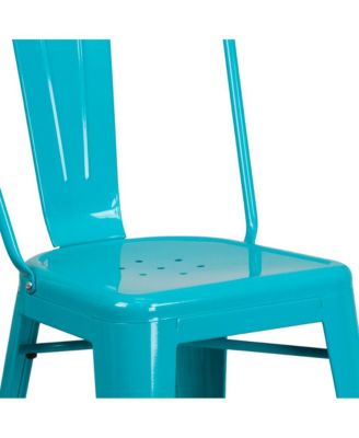 Stella 24" Metal Indoor-Outdoor Counter Stool With Vertical Slat Back And Integrated Footrest