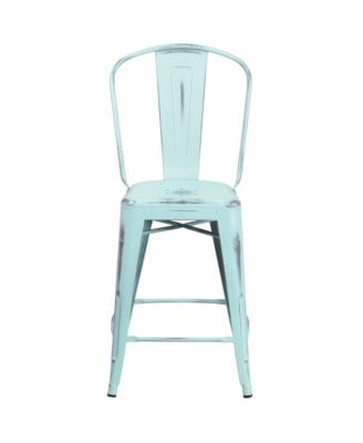 Sabine Metal Indoor-Outdoor Counter Stool With Vertical Slat Back And Integrated Footrest