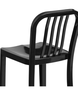 Santorini Galvanized Steel Indoor/Outdoor Counter Bar Stool With Slatted Back And Powder Coated Finish