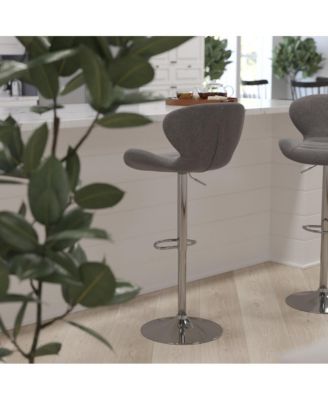 Quincy Adjustable Height Barstool Contemporary Bar Height Stool With Curved Back And Metal Base With Footrest