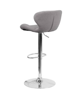 Quincy Adjustable Height Barstool Contemporary Bar Height Stool With Curved Back And Metal Base With Footrest