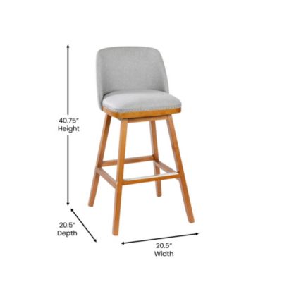 Jada Upholstered Mid-Back Stools With Nailhead Accent Trim & Wood Frames