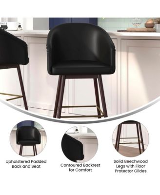 Temperance Modern Wood Frame Stool With Metallic Accents