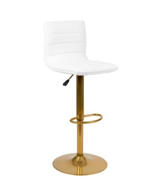 Set Of 2 Contemporary Height Adjustable Swivel Stools With Back And Pedestal Base With Footrest