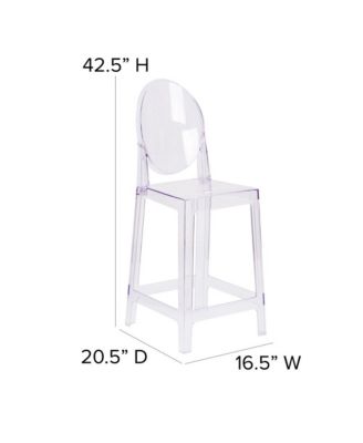 Ghost Counter Stool In Transparent Crystal With Oval Back