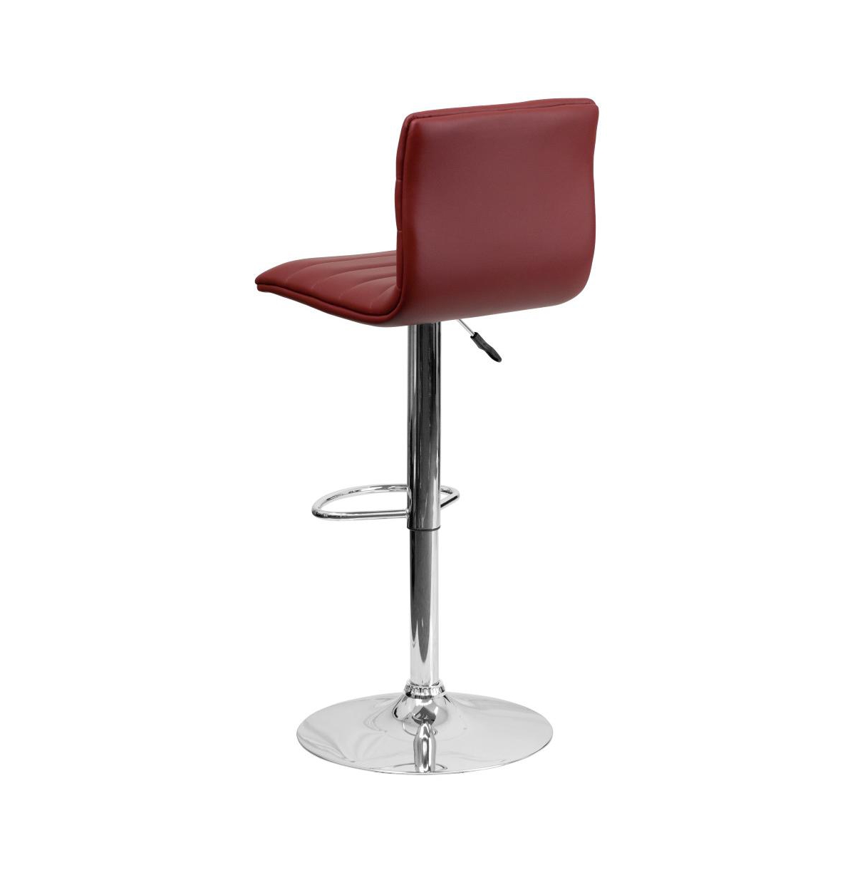 Coti Modern Channel Tufted Upholstered Height Adjustable Mid-Back Stool And Pedestal Base With Footrest