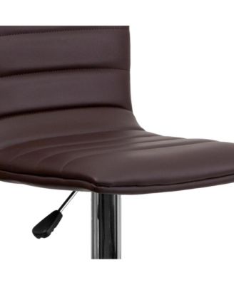 Coti Modern Channel Tufted Upholstered Height Adjustable Mid-Back Stool And Pedestal Base With Footrest