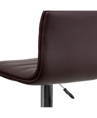 Coti Modern Channel Tufted Upholstered Height Adjustable Mid-Back Stool And Pedestal Base With Footrest