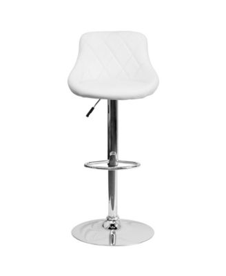 Bucket Seat Adjustable Height Barstool With Diamond Pattern Back