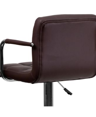 Adjustable Bar Stools | Set Of 2 Counter Height Barstools With Back And Armrest