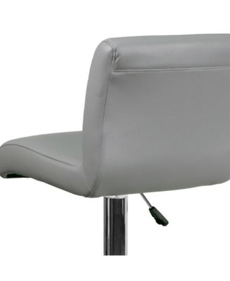 2 Pack Contemporary Vinyl Adjustable Height Barstool With Rolled Seat And Chrome Base