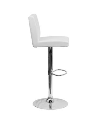 2 Pack Contemporary Vinyl Adjustable Height Barstool With Panel Back And Chrome Base