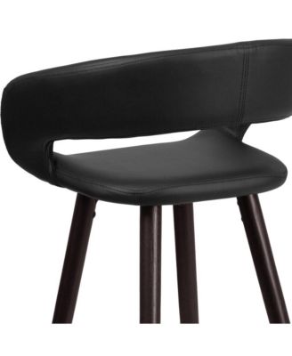2 Pk. 29'' High Contemporary Vinyl Barstool With Cappuccino Wood Frame