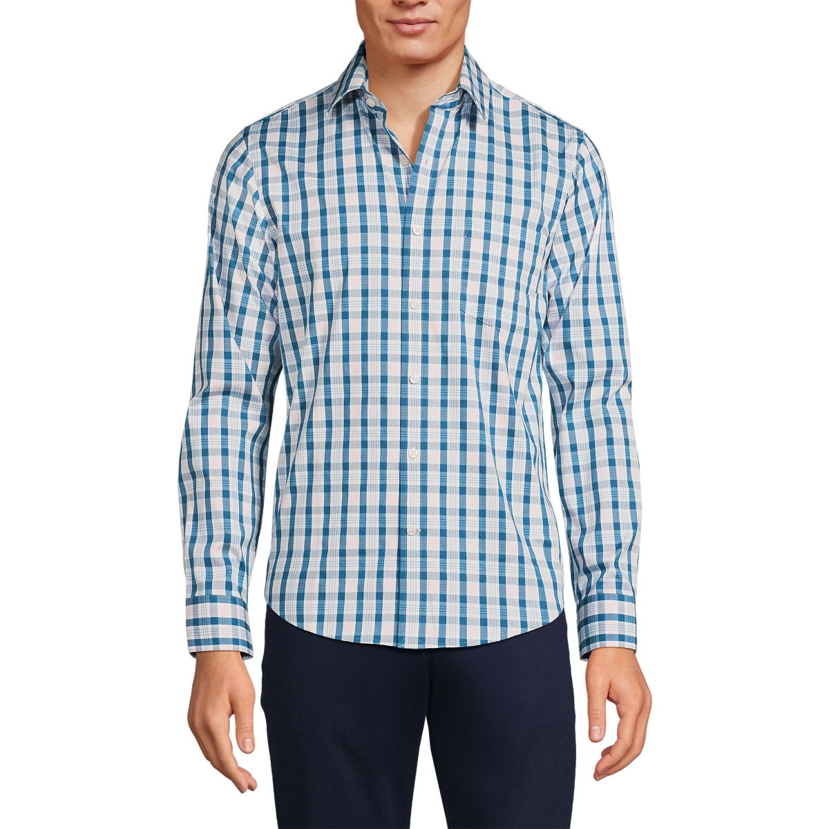 Lands' End Men's Traditional Fit Long Sleeve Travel Kit Shirt