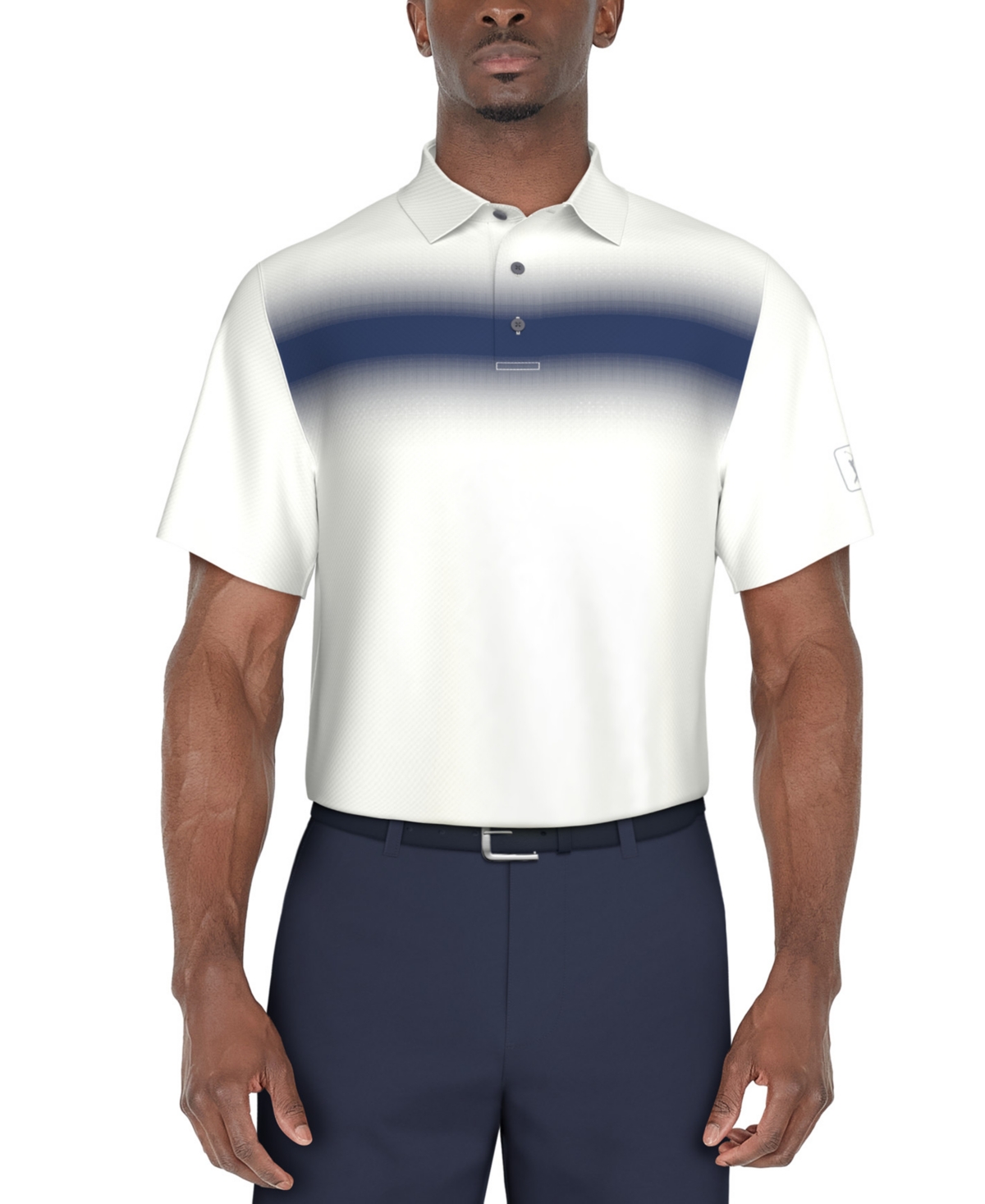 Pga Tour Men's Short Sleeve Textured Performance Polo Shirt In Bright Whi