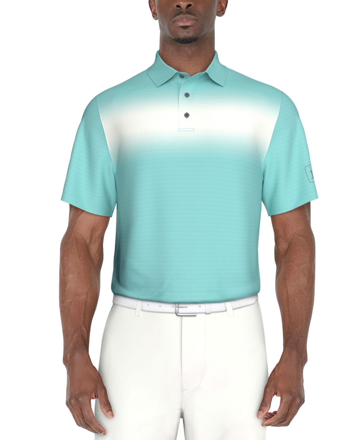 Pga Tour Men's Short Sleeve Textured Performance Polo Shirt In Blue Curac